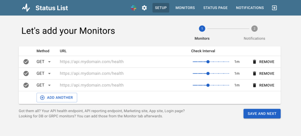 Status List setup